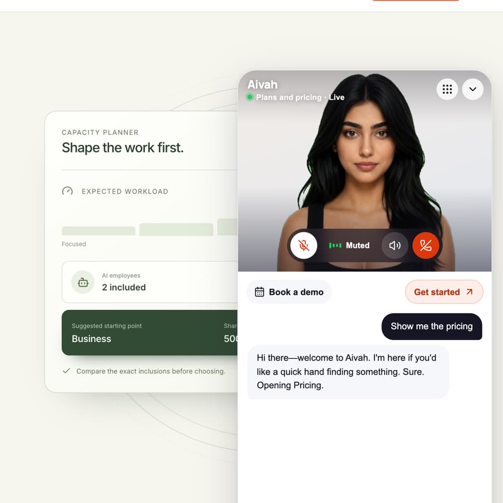 Aivah website guide in a live call on a website