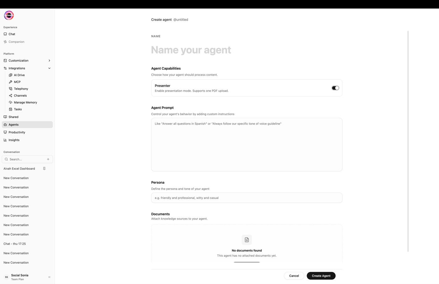 Agent Presenter toggle