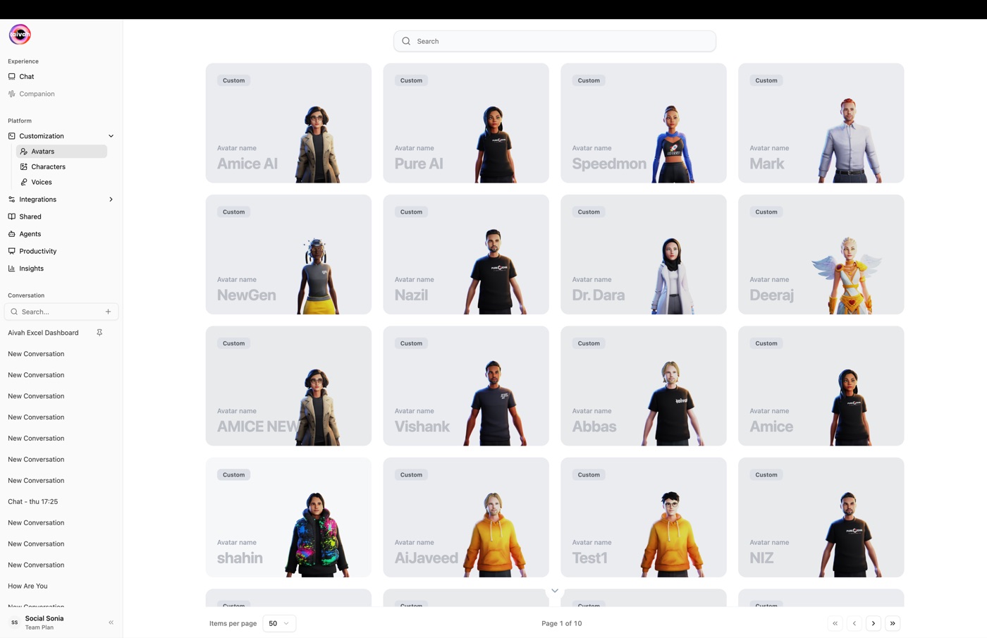 Avatars grid