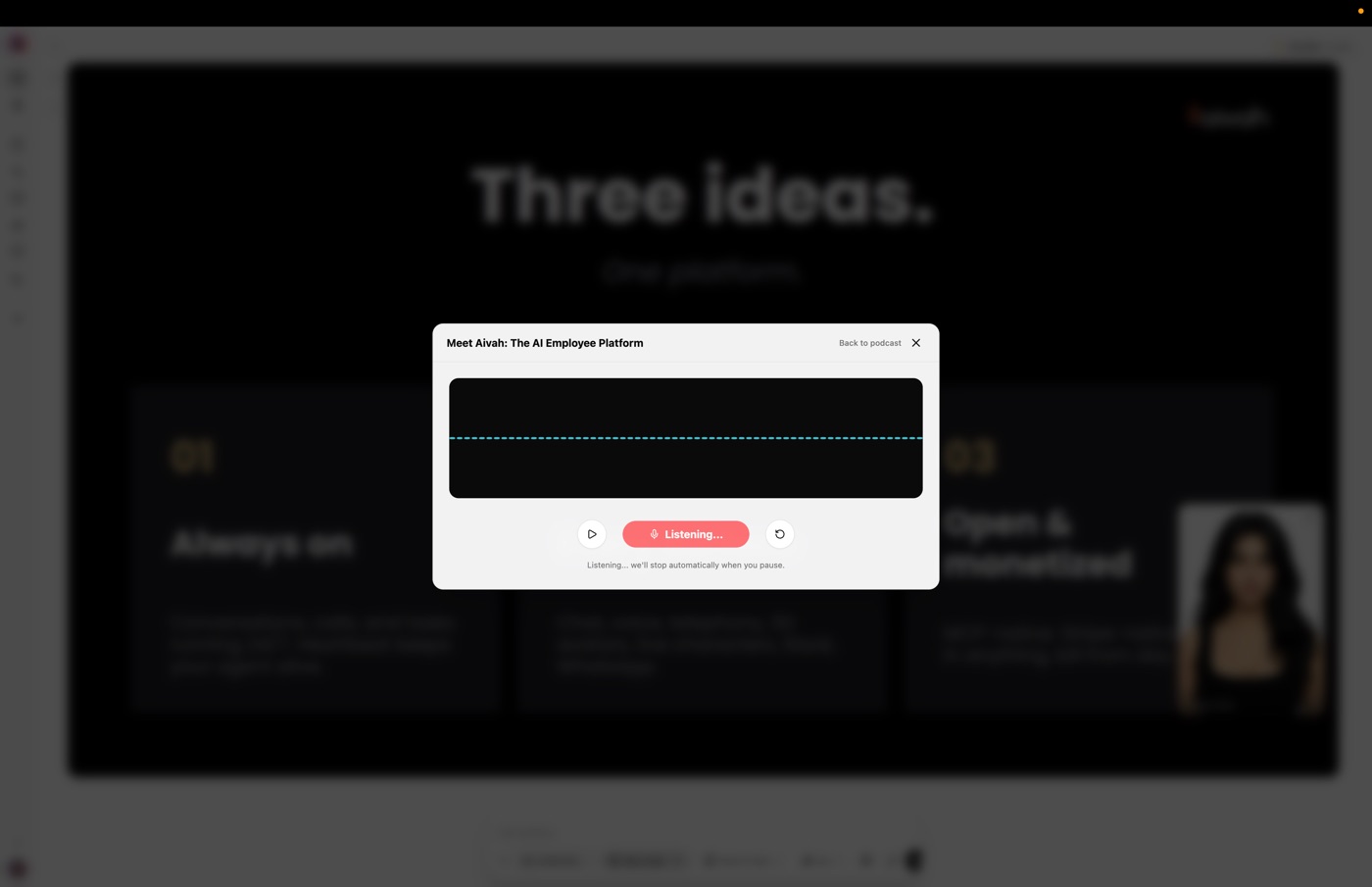 Podcast player listening