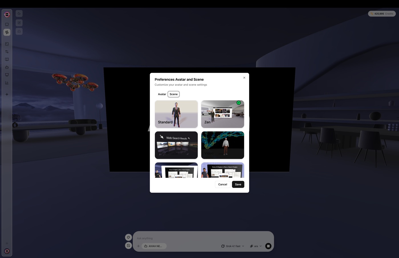 Preferences scene tab