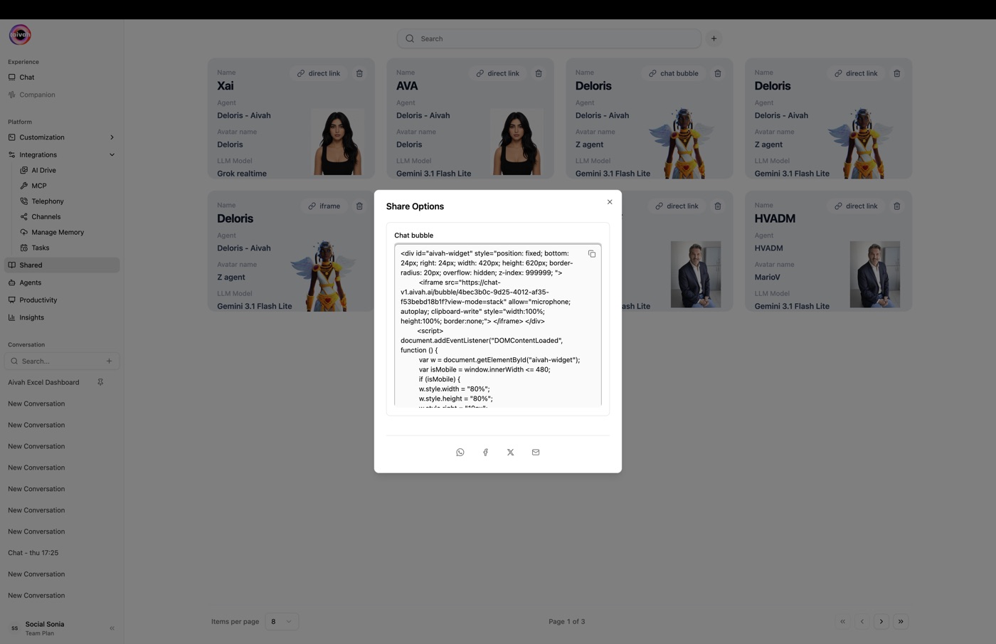Share chat bubble script