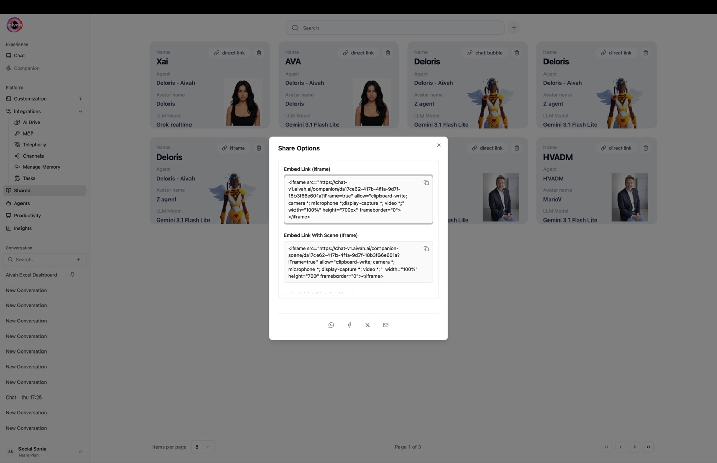 Share iframe embed